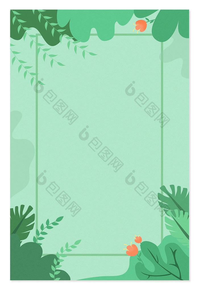 唯美绿色春天树叶风景广告海报背景图
