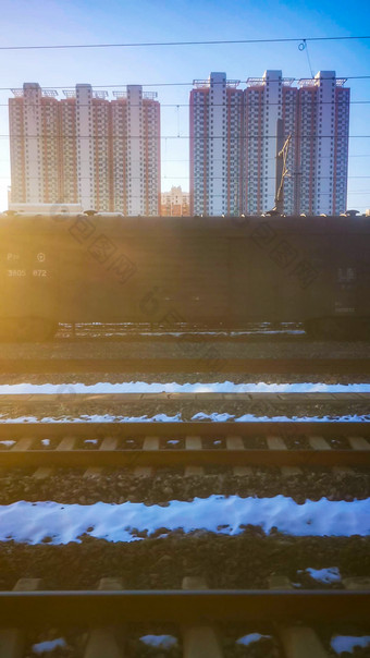 旅途火车窗外风景雪景