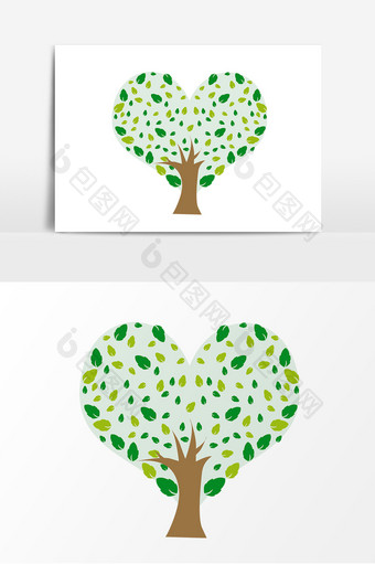 卡通绿色植树节树木绿叶元素图片