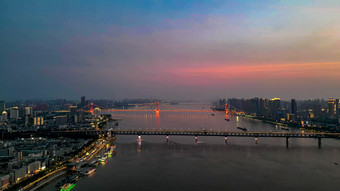 武汉长江大桥鹦鹉洲大桥夜景