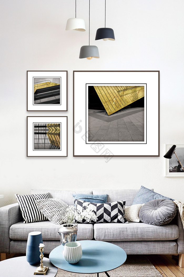 简欧黑白创意建筑空间风景客厅卧室装饰画图片