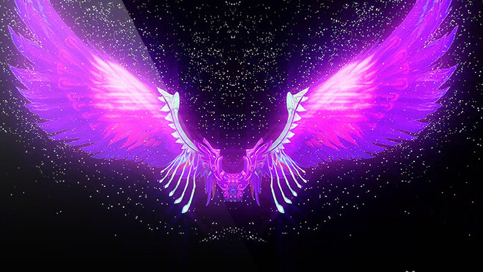 紫色梦幻粒子天使翅膀背景视频