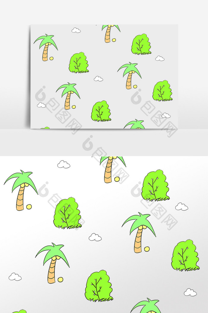 手绘植物椰树底纹背景插画