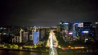 浙江杭州城市夜景交通