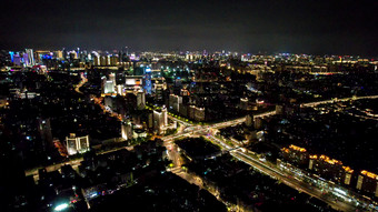 浙江杭州城市夜景交通