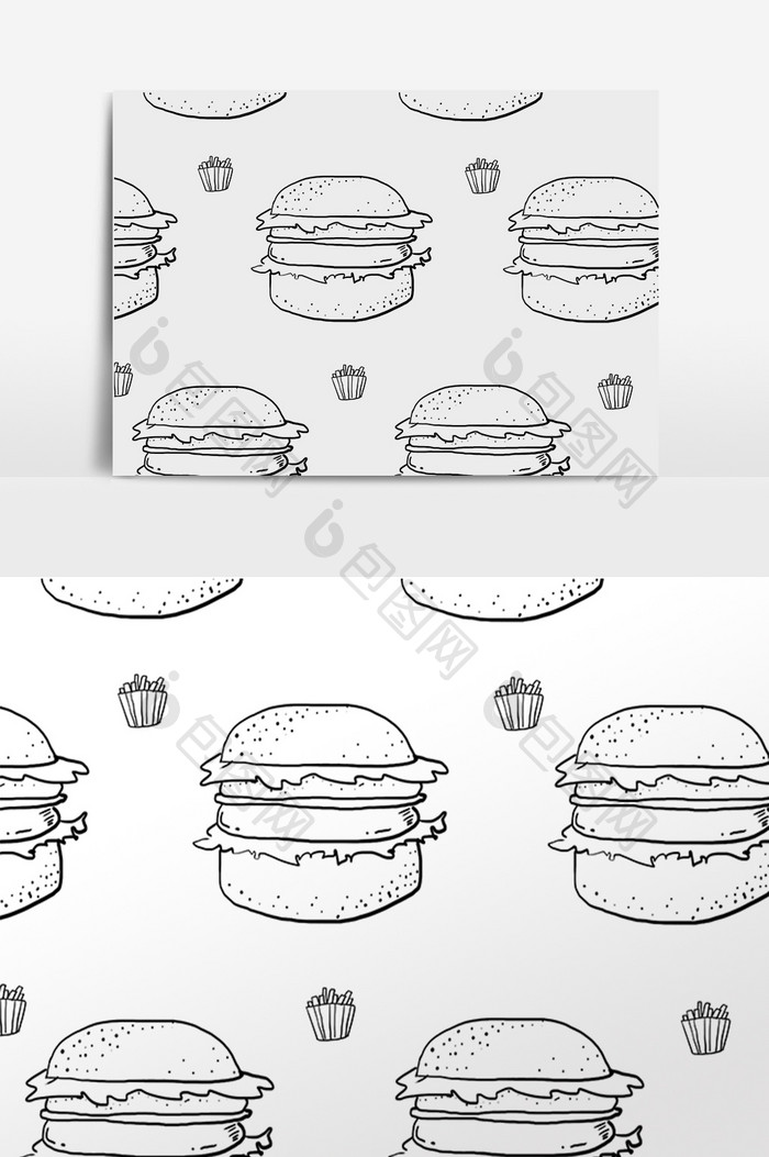 手绘美食汉堡底纹背景插画