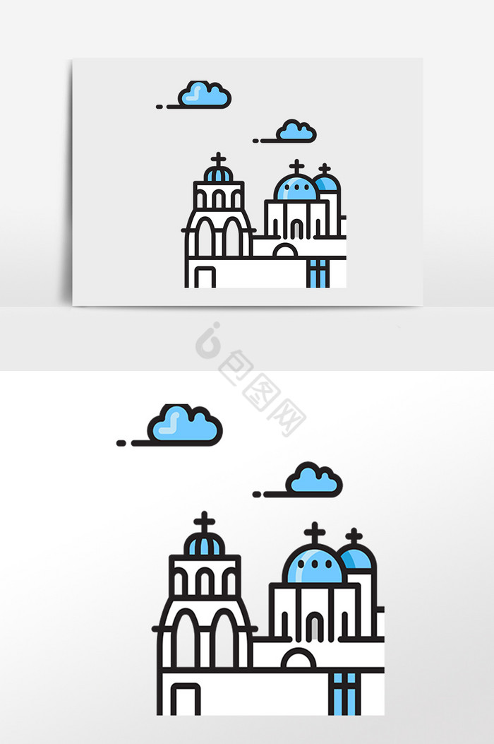 著名建筑圆顶教堂插画图片