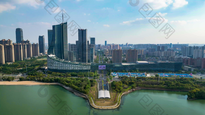 安徽合肥天鹅湖航拍图片-包图网企业站