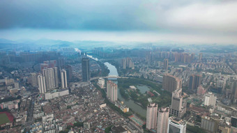 城市极端天气<strong>暴雨来袭</strong>航拍广东中山