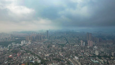 城市极端天气暴雨来袭航拍广东中山