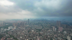 城市极端天气暴雨来袭航拍广东中山