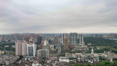 城市极端天气暴雨来袭航拍广东中山