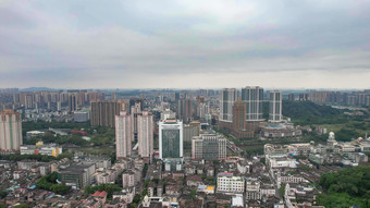 城市极端天气暴雨来袭航拍广东中山