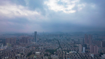 城市极端天气暴雨来袭航拍广东中山