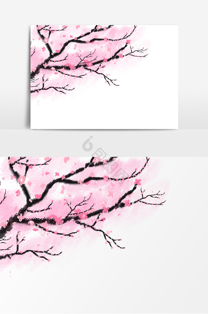 水墨桃花桃树图片