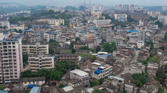 城市破旧老城区房屋建筑航拍