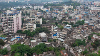 城市破旧老城区房屋建筑航拍