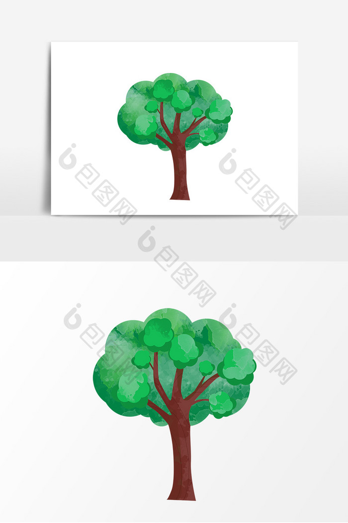 手绘卡通植树节大树小树元素