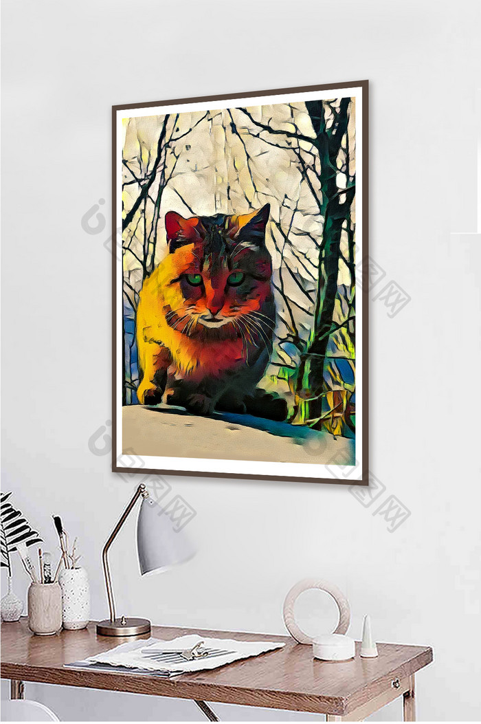 抽象纹理动物猫艺术装饰画