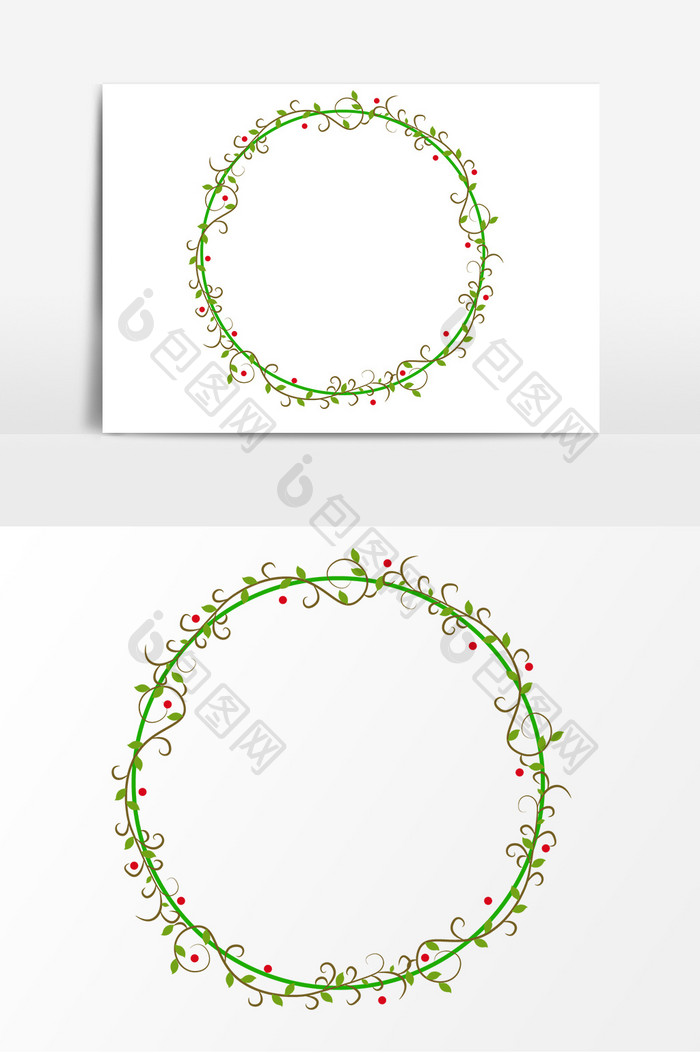 春季植物圆形边框元素