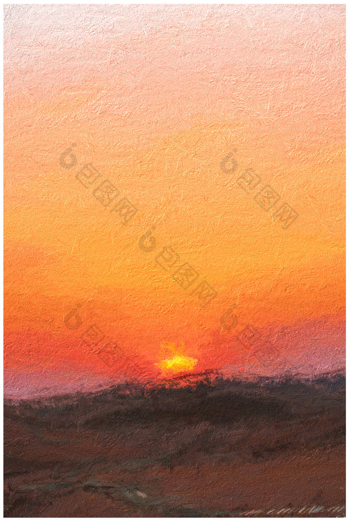 沙漠夕阳落日景观抽象肌理色彩装饰画