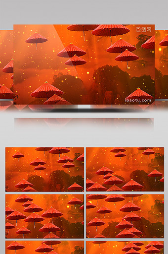 中国风红伞粒子LED背景视频图片