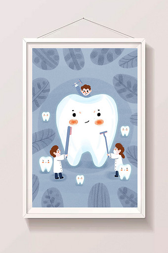 白色医疗牙齿保健卡通插画图片
