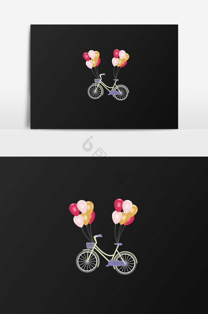自行车气球出游踏青春天图片