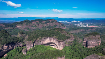 广东丹霞山5A景区丹霞地貌航拍