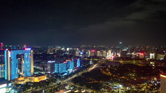 广东东莞鸿福路CBD城市夜景灯光航拍