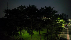 广东佛山城市地标建筑夜景灯光航拍