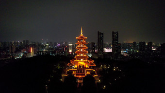 广东<strong>佛山</strong>魁星阁夜景灯光航拍