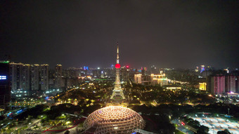 广东佛山岭南明珠体育<strong>馆</strong>佛山电视塔夜景航拍