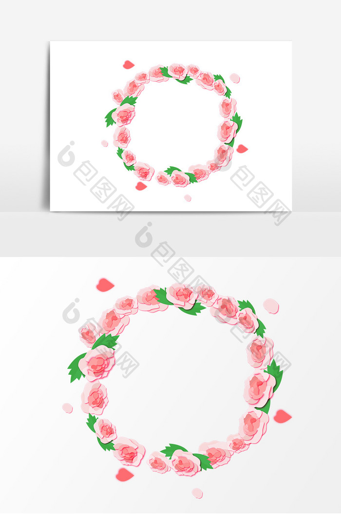 玫瑰花女神节边框元素设计