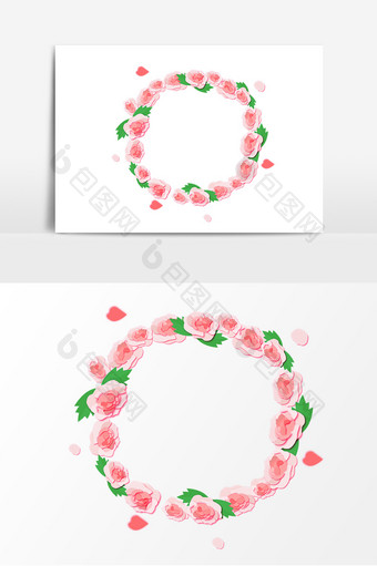 玫瑰花女神节边框元素设计图片