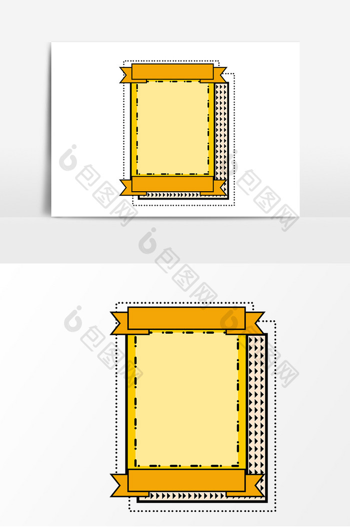 卡通黄色边框对话框元素素材