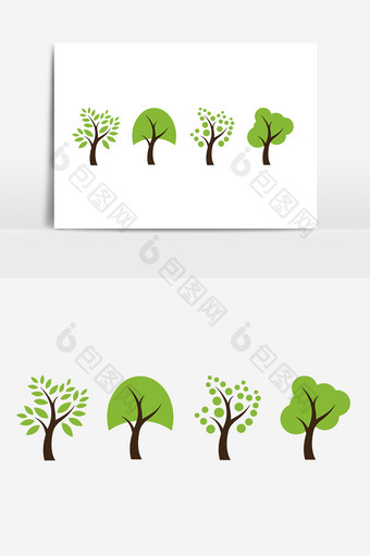 春天春季植树节绿叶树枝矢量手绘元素图片