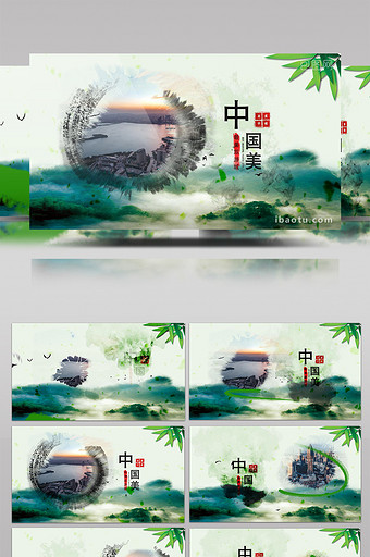 大气中国风水墨旅游城市宣传片头AE模板图片