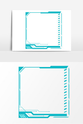 蓝色科技感边框元素素材