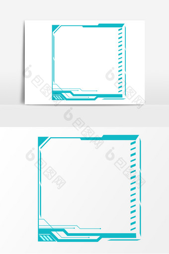 蓝色科技感边框元素素材图片