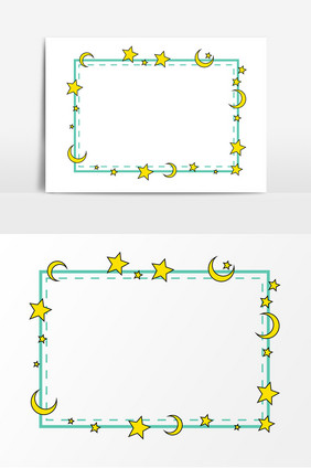 卡通星星月亮边框元素设计
