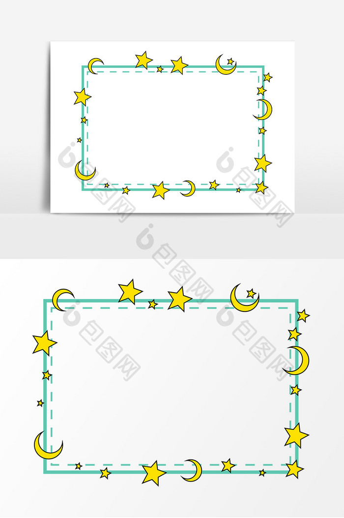 卡通星星月亮边框元素设计
