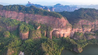 广东韶关丹霞山5A景区日出日落晚霞航拍