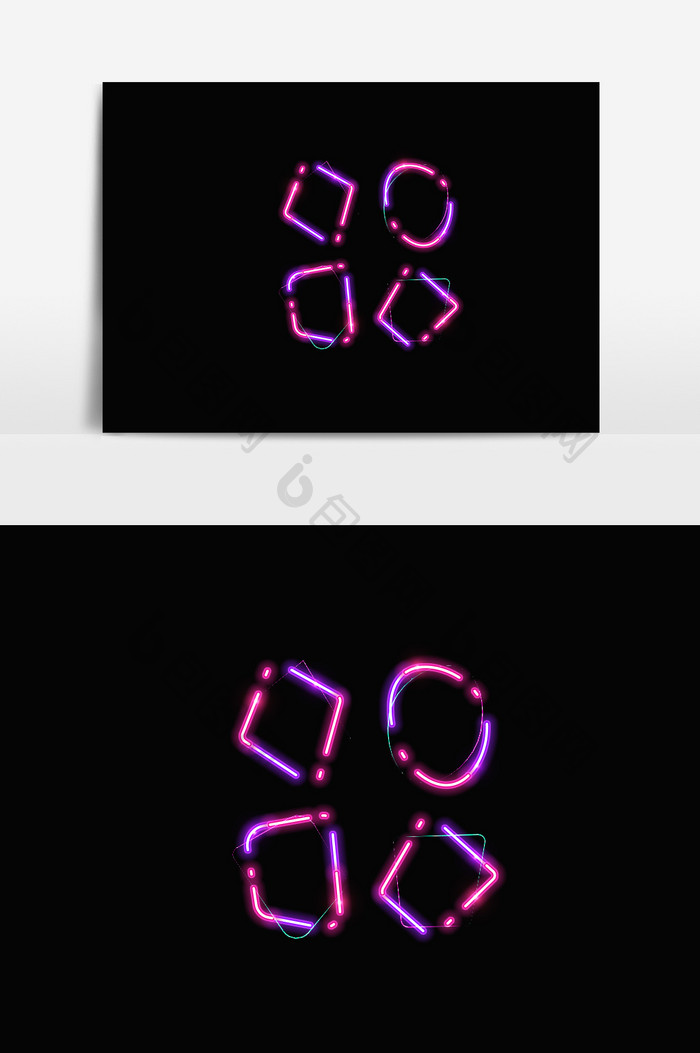 霓虹光圈几何形灯牌闪亮现代流行元素