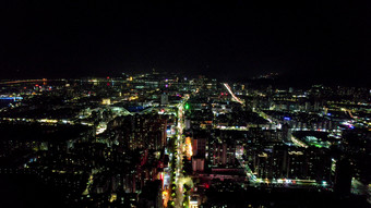 广东肇庆城市夜景交通航拍