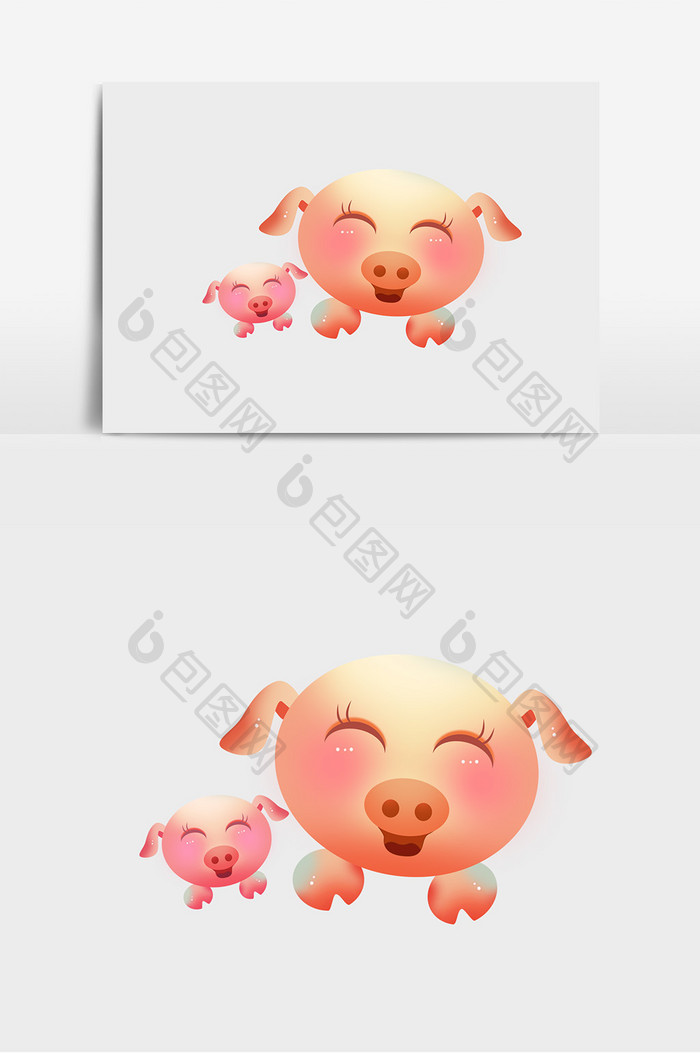 粉红色可爱小猪头元素