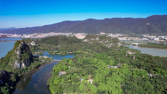 广东肇庆星湖景区七星山5A景区航拍