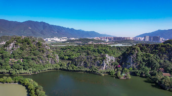 广东肇庆星湖景区七星山5A景区航拍