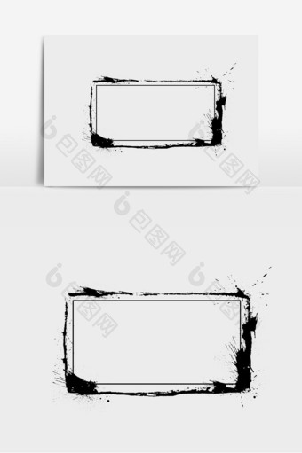 长方形水墨泼墨边框元素图片