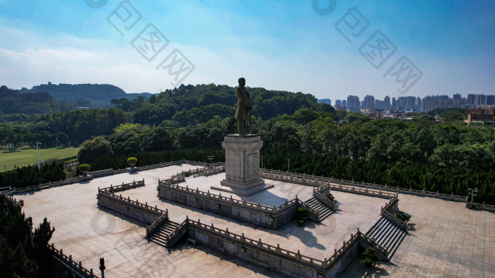 广东中山孙文纪念公园孙中山雕像航拍图片-包图网企业站